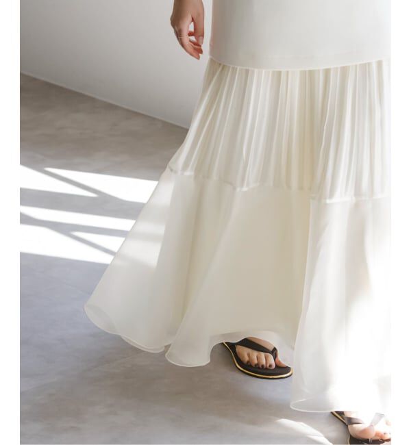 NOBLE「アクアオーガンジーマキシスカート」|スカート|