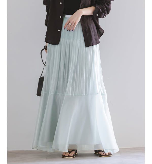 NOBLE「アクアオーガンジーマキシスカート」|スカート|