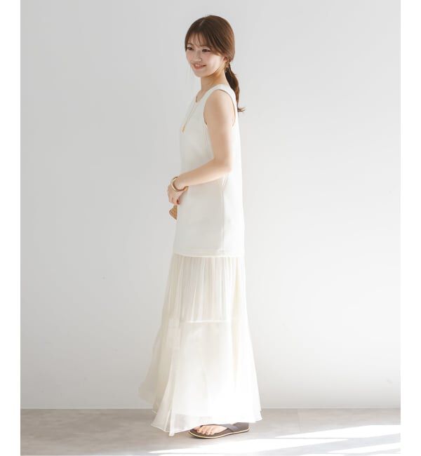 NOBLE「アクアオーガンジーマキシスカート」|スカート|