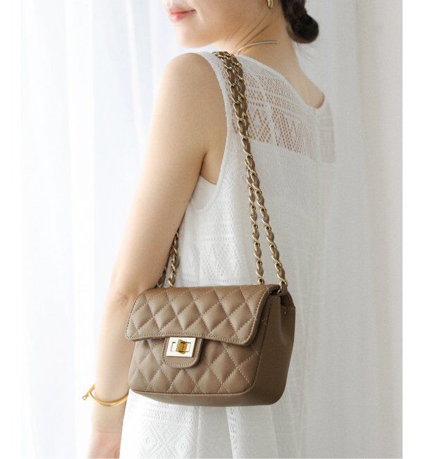  「MILOS / ミロス キルティングチェーンバッグ」|ショルダー・メッセンジャー|ベージュ