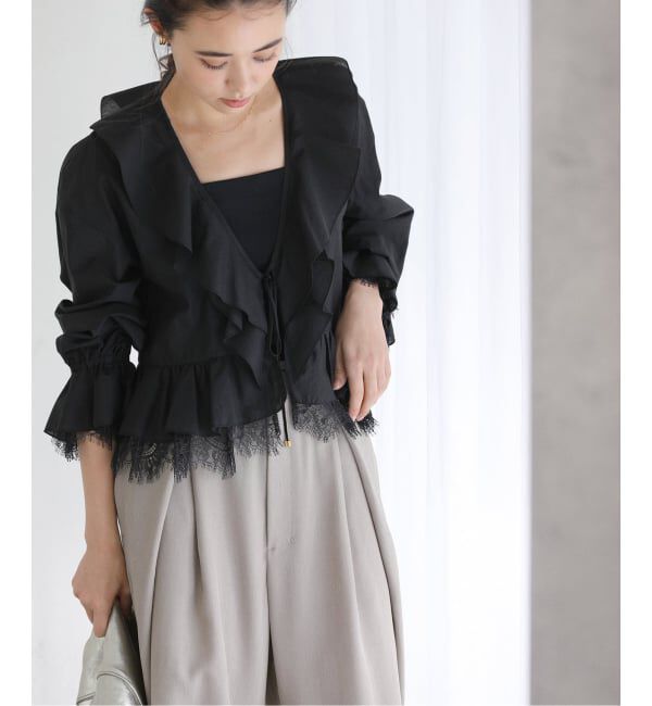  「【洗える】レースブラウス」|シャツ・ブラウス|ブラック