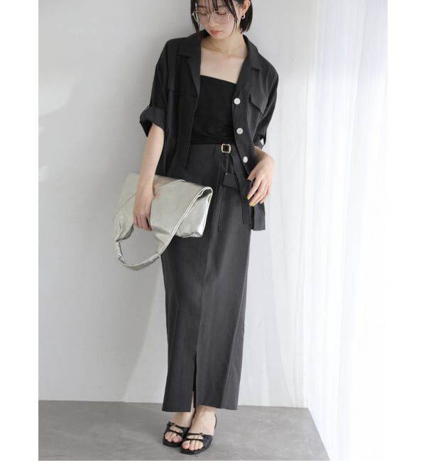  「【洗える】リネン混タイトスカート」|スカート|