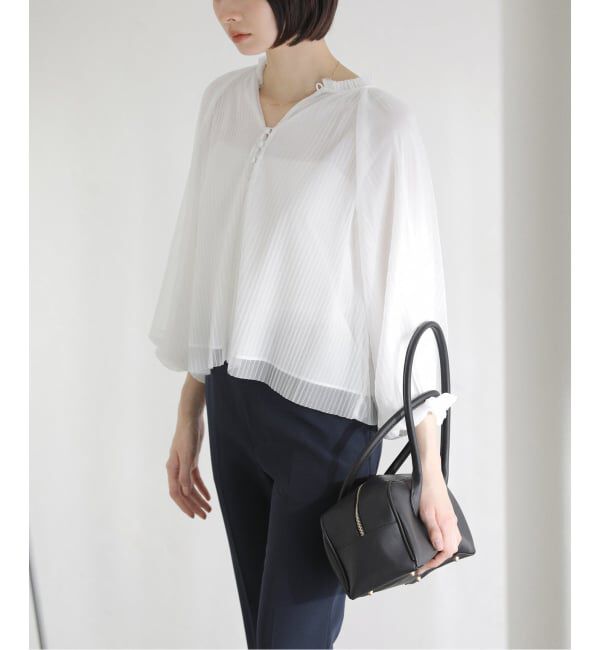  「【洗える】2wayチュールプリーツブラウス」|シャツ・ブラウス|