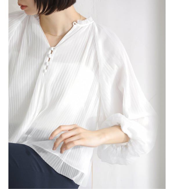  「【洗える】2wayチュールプリーツブラウス」|シャツ・ブラウス|