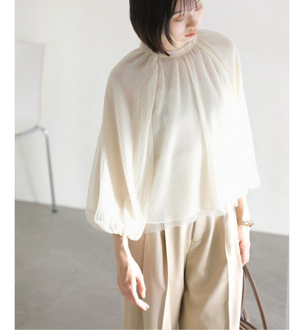  「【洗える】2wayチュールプリーツブラウス」|シャツ・ブラウス|