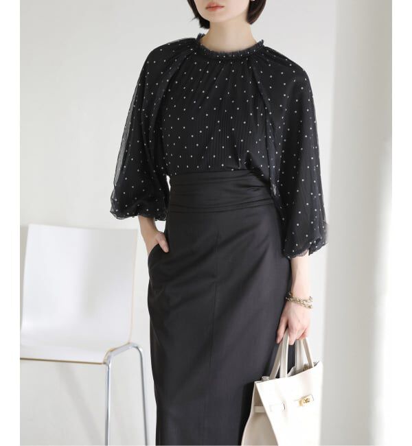  「【洗える】2wayチュールプリーツブラウス」|シャツ・ブラウス|