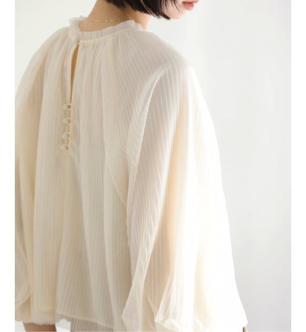  「【洗える】2wayチュールプリーツブラウス」|シャツ・ブラウス|イエロー