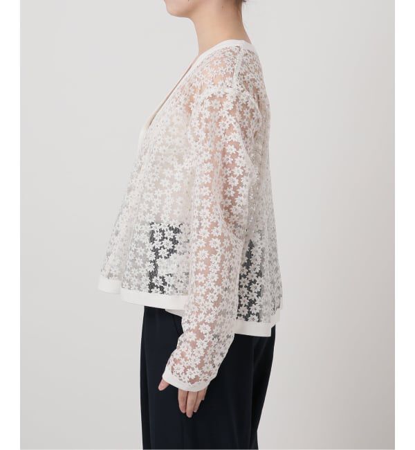 「【洗える】フラワーレースカーディガン」|カーディガン|