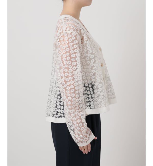  「【洗える】フラワーレースカーディガン」|カーディガン|