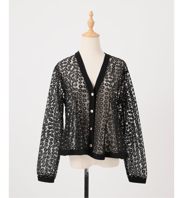  「【洗える】フラワーレースカーディガン」|カーディガン|