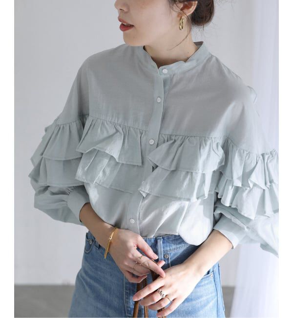  「【洗える】ダブルフリルシャツ」|シャツ・ブラウス|