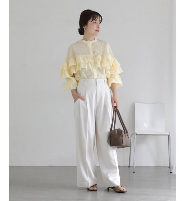  「【洗える】ダブルフリルシャツ」|シャツ・ブラウス|