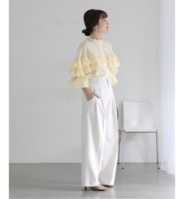  「【洗える】ダブルフリルシャツ」|シャツ・ブラウス|