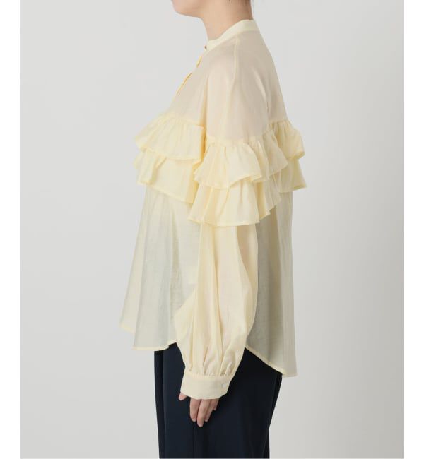  「【洗える】ダブルフリルシャツ」|シャツ・ブラウス|