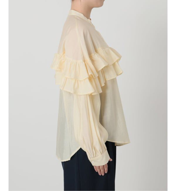  「【洗える】ダブルフリルシャツ」|シャツ・ブラウス|