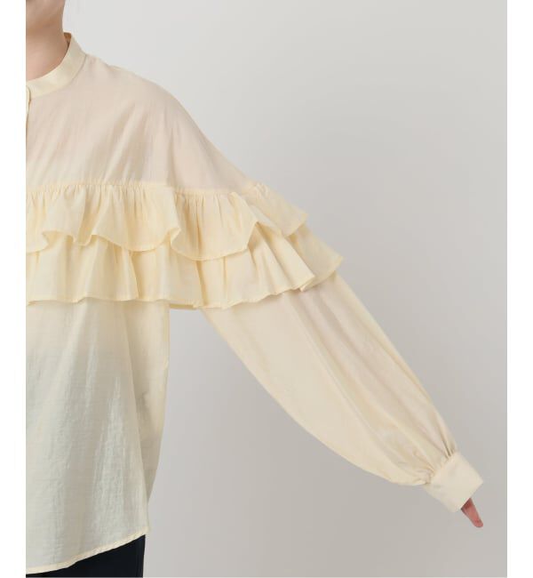  「【洗える】ダブルフリルシャツ」|シャツ・ブラウス|