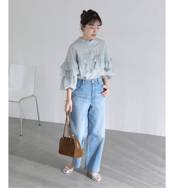  「【洗える】ダブルフリルシャツ」|シャツ・ブラウス|