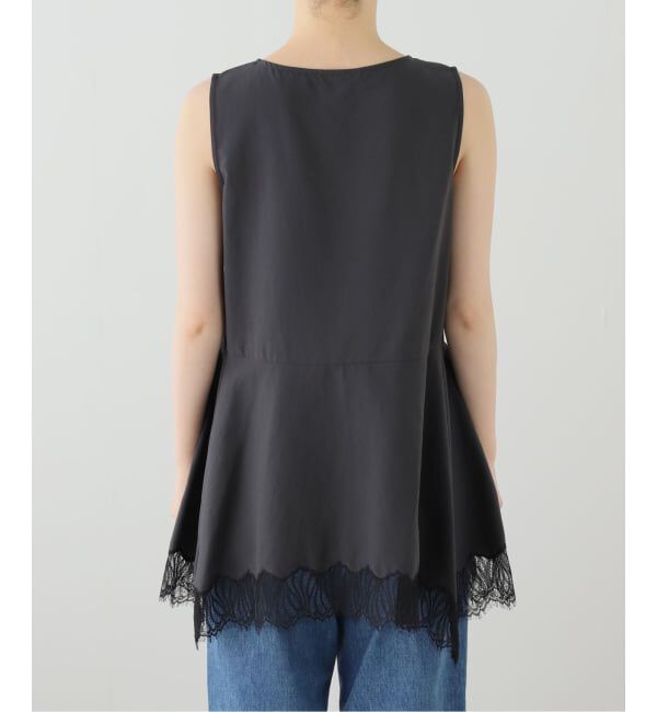  「【洗える】CHIGNON/シニヨン ヘムレースサテンタンク」|シャツ・ブラウス|
