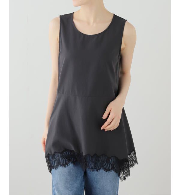  「【洗える】CHIGNON/シニヨン ヘムレースサテンタンク」|シャツ・ブラウス|