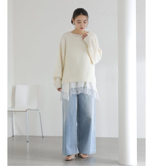  「【洗える】CHIGNON/シニヨン ヘムレースサテンタンク」|シャツ・ブラウス|