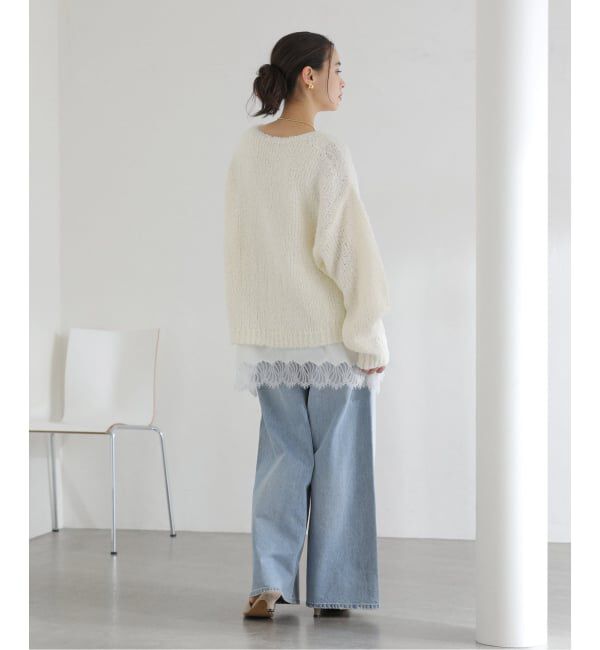  「【洗える】CHIGNON/シニヨン ヘムレースサテンタンク」|シャツ・ブラウス|