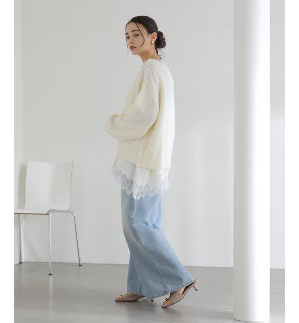  「【洗える】CHIGNON/シニヨン ヘムレースサテンタンク」|シャツ・ブラウス|