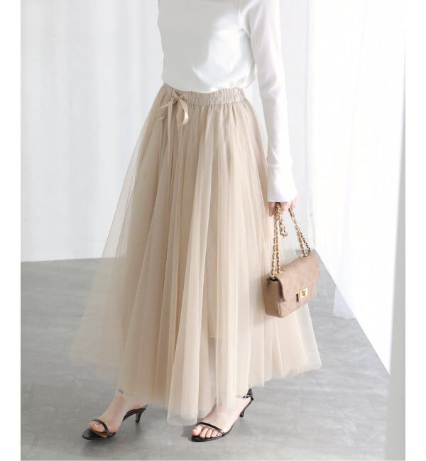  「【洗える】CHOKLATE PARIS /チョコレートパリ  チュールロングスカート」|スカート|