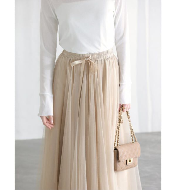  「【洗える】CHOKLATE PARIS /チョコレートパリ  チュールロングスカート」|スカート|