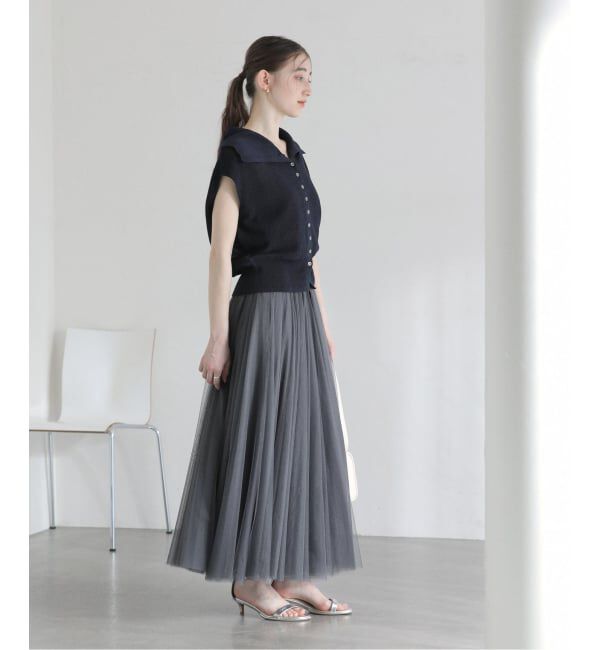  「【洗える】CHOKLATE PARIS /チョコレートパリ  チュールロングスカート」|スカート|