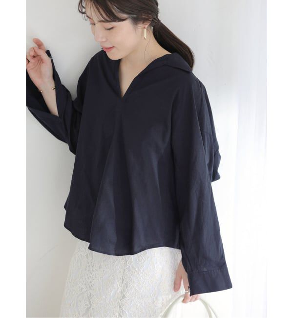  「【洗える】TICCA/ティッカ スキッパーシャツ」|シャツ・ブラウス|ネイビー