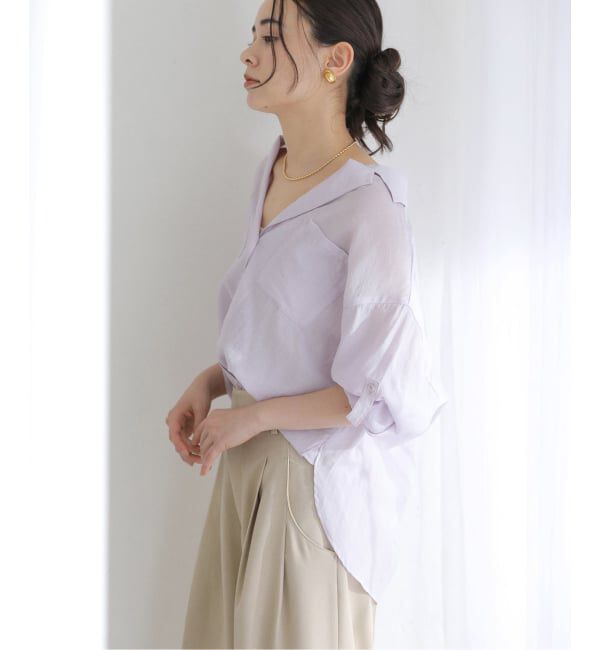  「《予約》【洗える】リネンブレンドシアーシャツ」|シャツ・ブラウス|
