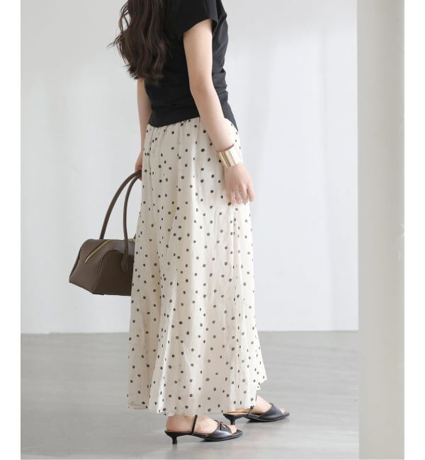  「《予約》【洗える】麻ボイルドットスカート」|スカート|