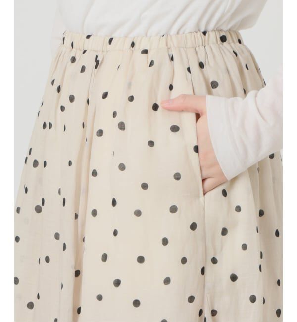  「《予約》【洗える】麻ボイルドットスカート」|スカート|