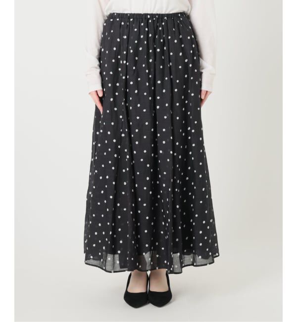  「《予約》【洗える】麻ボイルドットスカート」|スカート|
