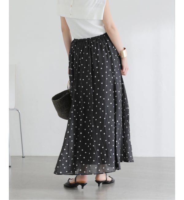  「《予約》【洗える】麻ボイルドットスカート」|スカート|