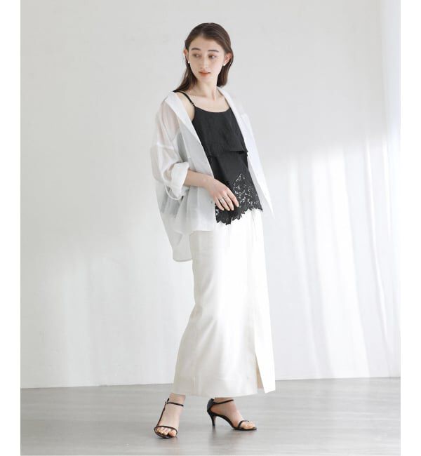  「【洗える】カットワークキャミトップス」|シャツ・ブラウス|