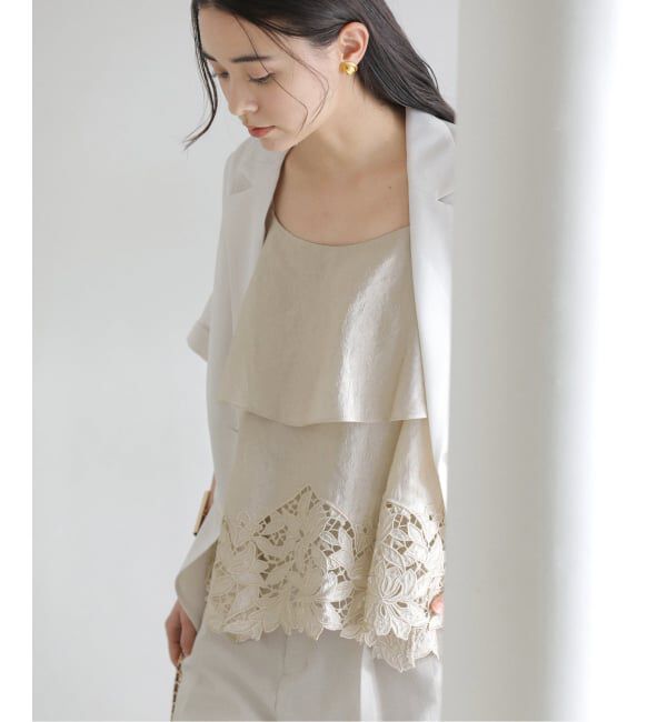  「【洗える】カットワークキャミトップス」|シャツ・ブラウス|