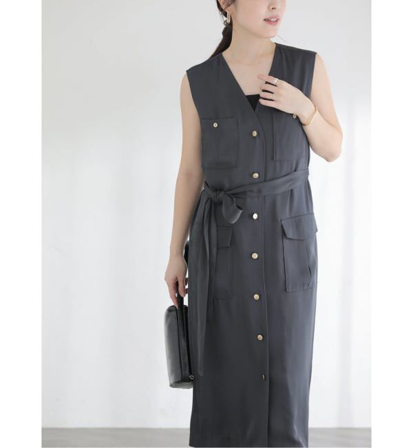  「《予約》【洗える】ジレ2WAYワンピース」|ワンピース|