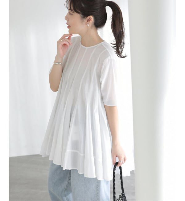  「《予約》【洗える】コットンハギフレアチュニック」|シャツ・ブラウス|