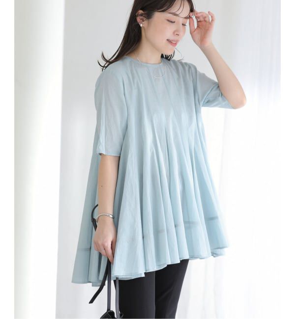  「《予約》【洗える】コットンハギフレアチュニック」|シャツ・ブラウス|