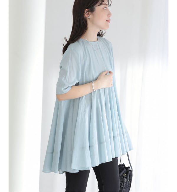  「《予約》【洗える】コットンハギフレアチュニック」|シャツ・ブラウス|