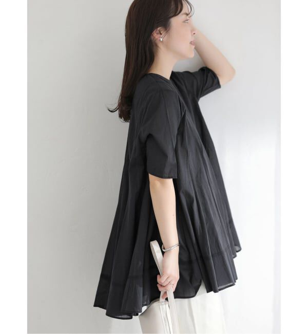  「《予約》【洗える】コットンハギフレアチュニック」|シャツ・ブラウス|