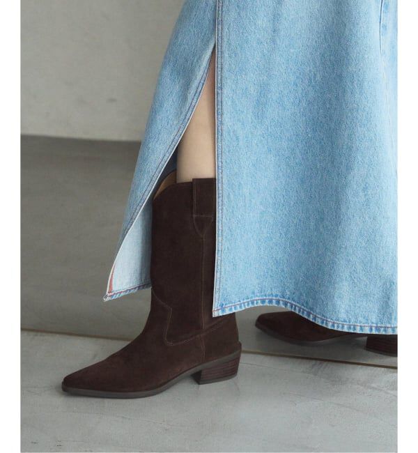  「《追加2》3.5cmレザーウエスタンブーツ」|ロングブーツ|