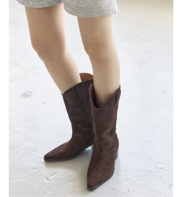  「《追加2》3.5cmレザーウエスタンブーツ」|ロングブーツ|