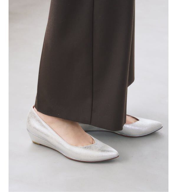  「3.5cmメタルラインウェッジ」|パンプス|シルバー