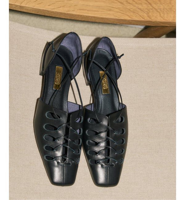 GRISE「GRISEレザースクエアカットワークレースアップフラット」|その他|