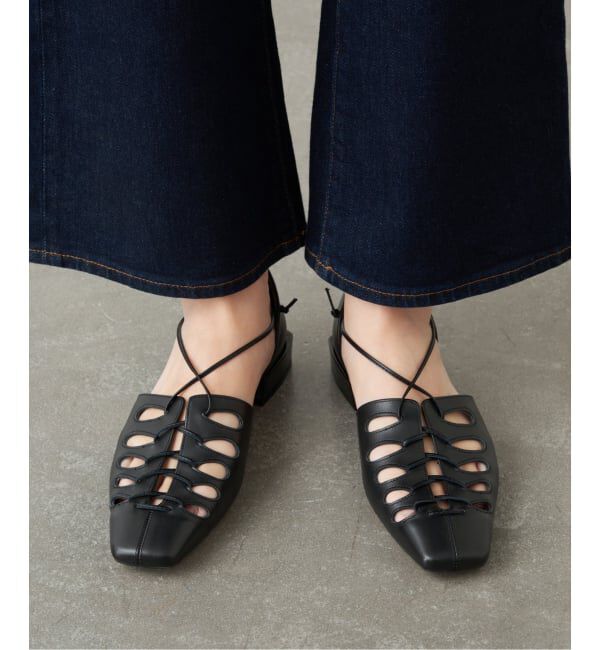 GRISE「GRISEレザースクエアカットワークレースアップフラット」|その他|