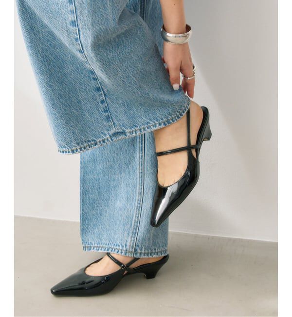  「4cmフレンチスクエアスリングバック」|パンプス|