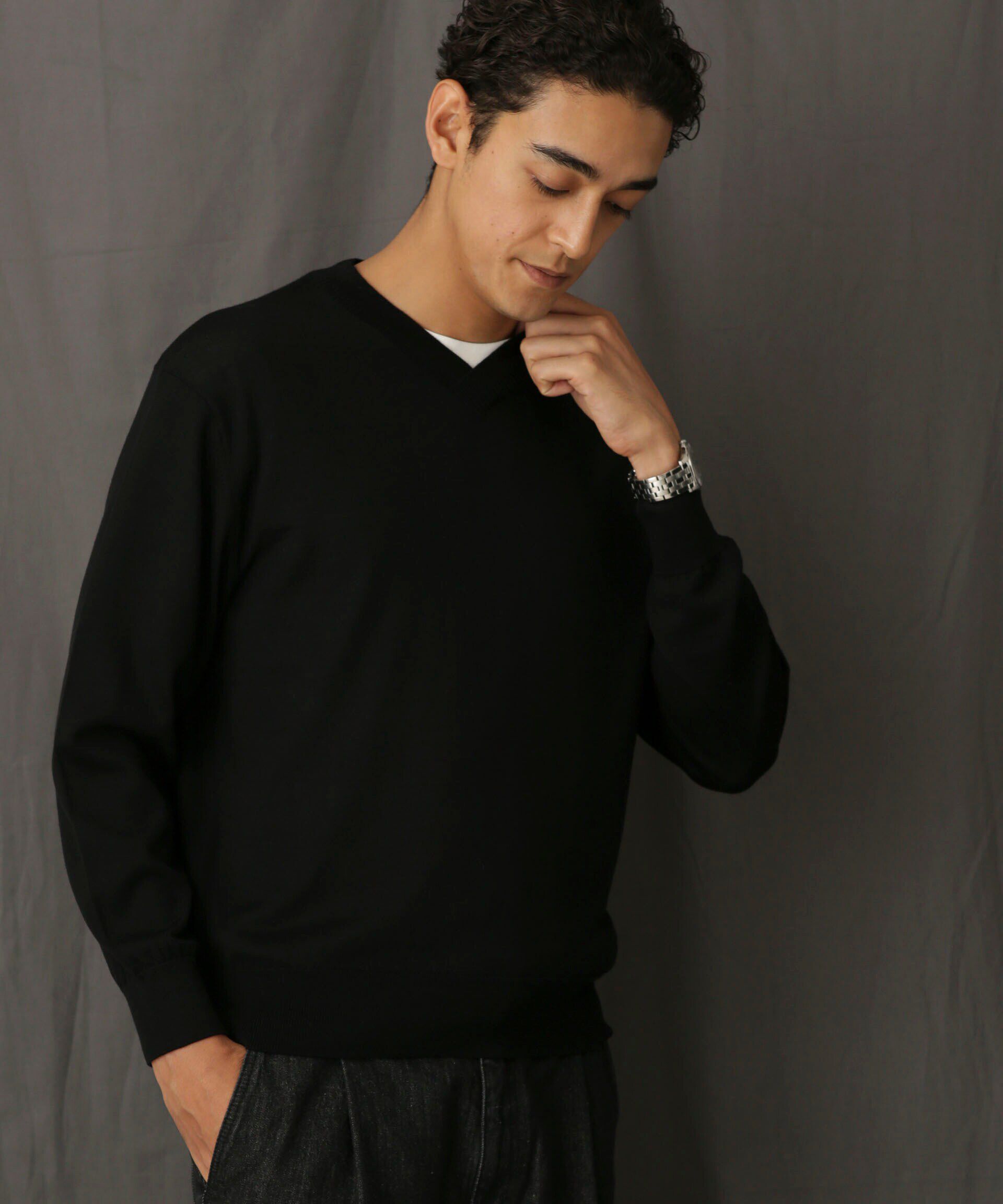 nano･universe「「毛玉レスニット」 ファインゲージＶネック」|ニット・セーター|