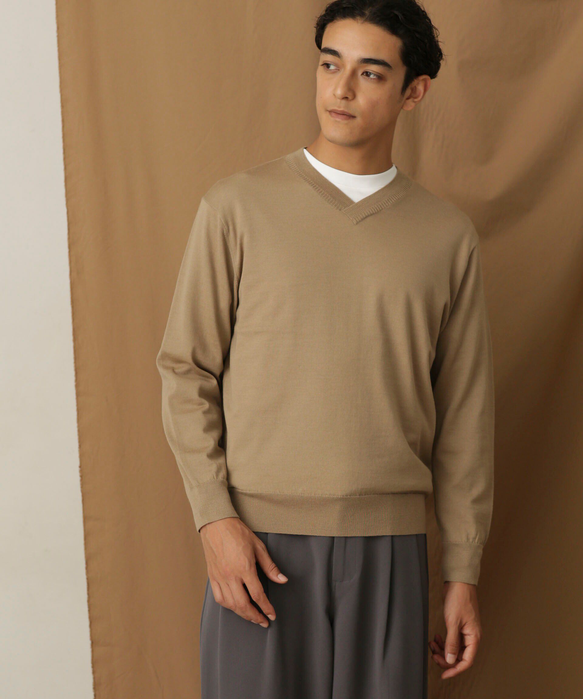 nano･universe「「毛玉レスニット」 ファインゲージＶネック」|ニット・セーター|